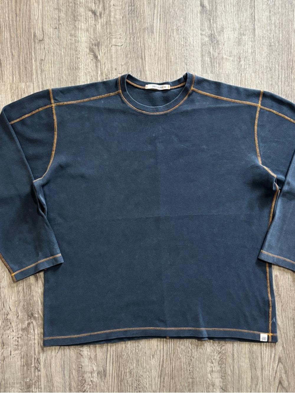 JAKE AGAVE XL Desperado Thermal Shirt Blue Supima Cotton USA Made Luxury Ribbed